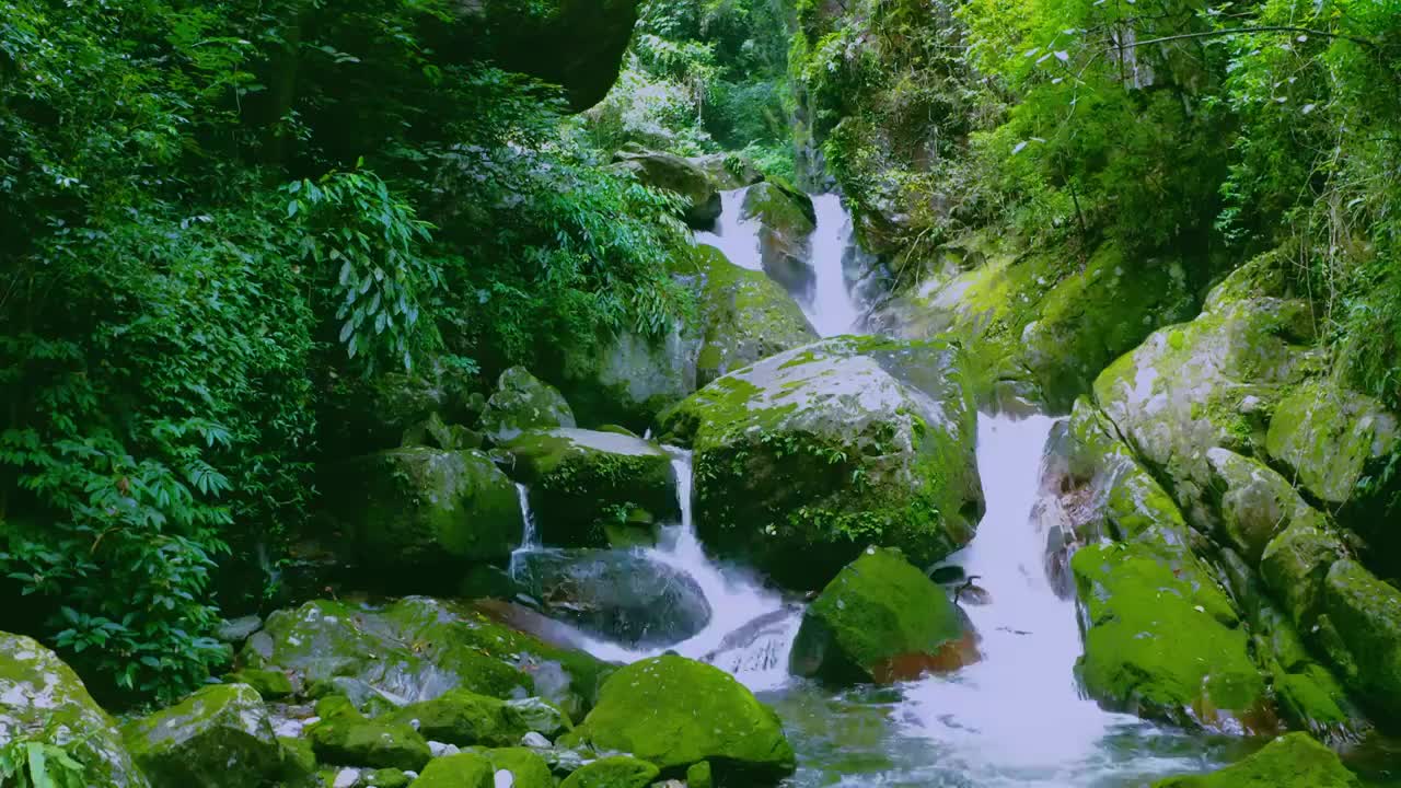 高黎贡山高山流水巨石地形视频素材