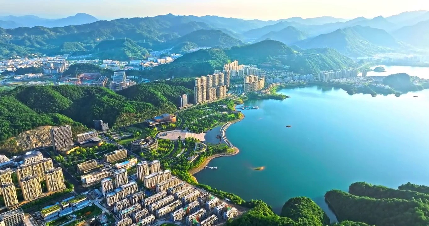航拍中国浙江杭州千岛湖风景视频下载