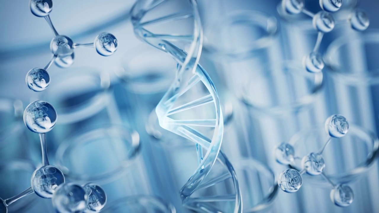 DNA与生物实验室化学分子3D渲染视频素材