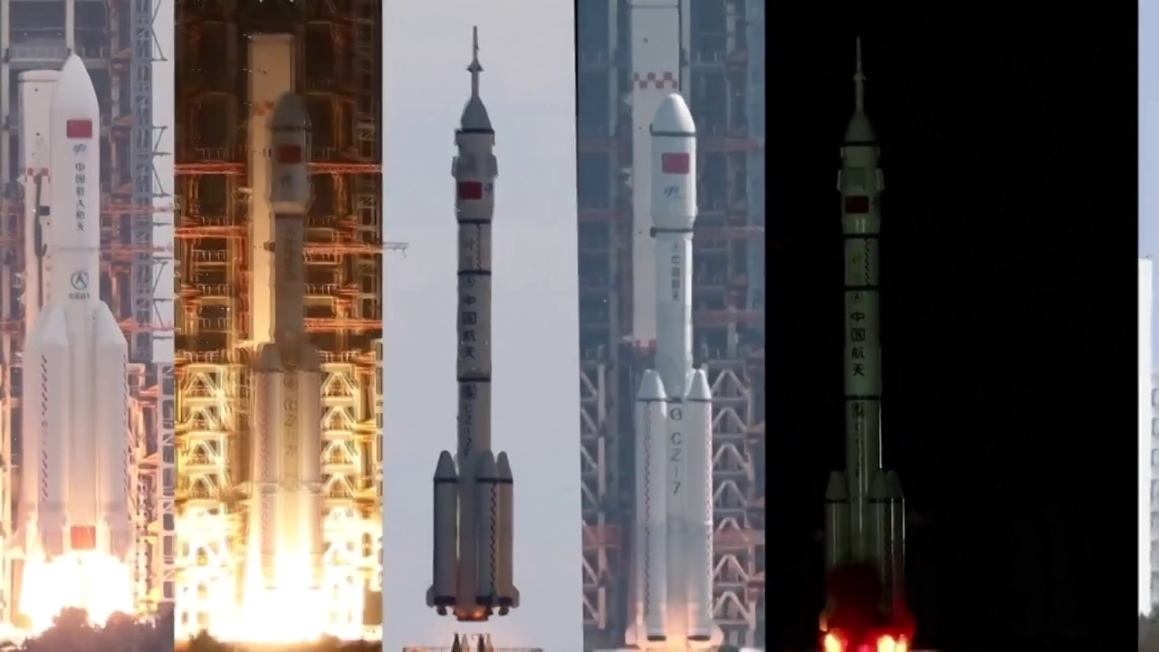 中国神舟系列火箭发射分屏依次发射集锦（选编）视频下载