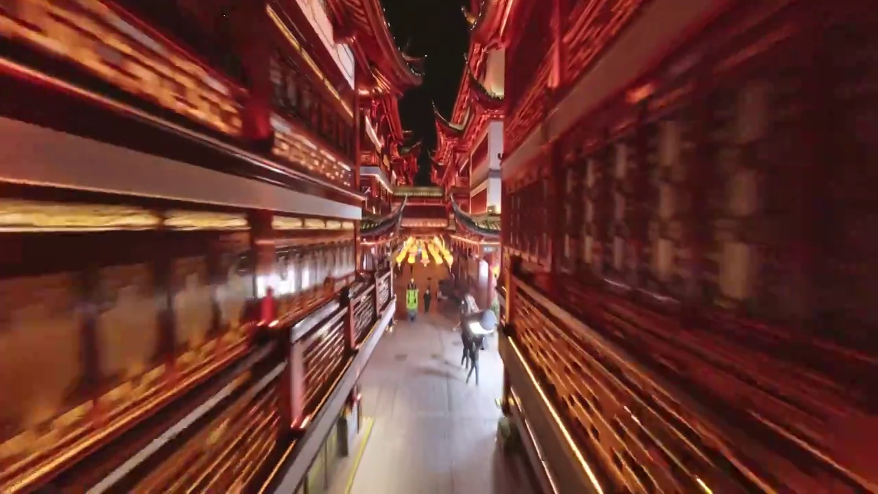 上海豫园新年灯会穿越机航拍视频下载