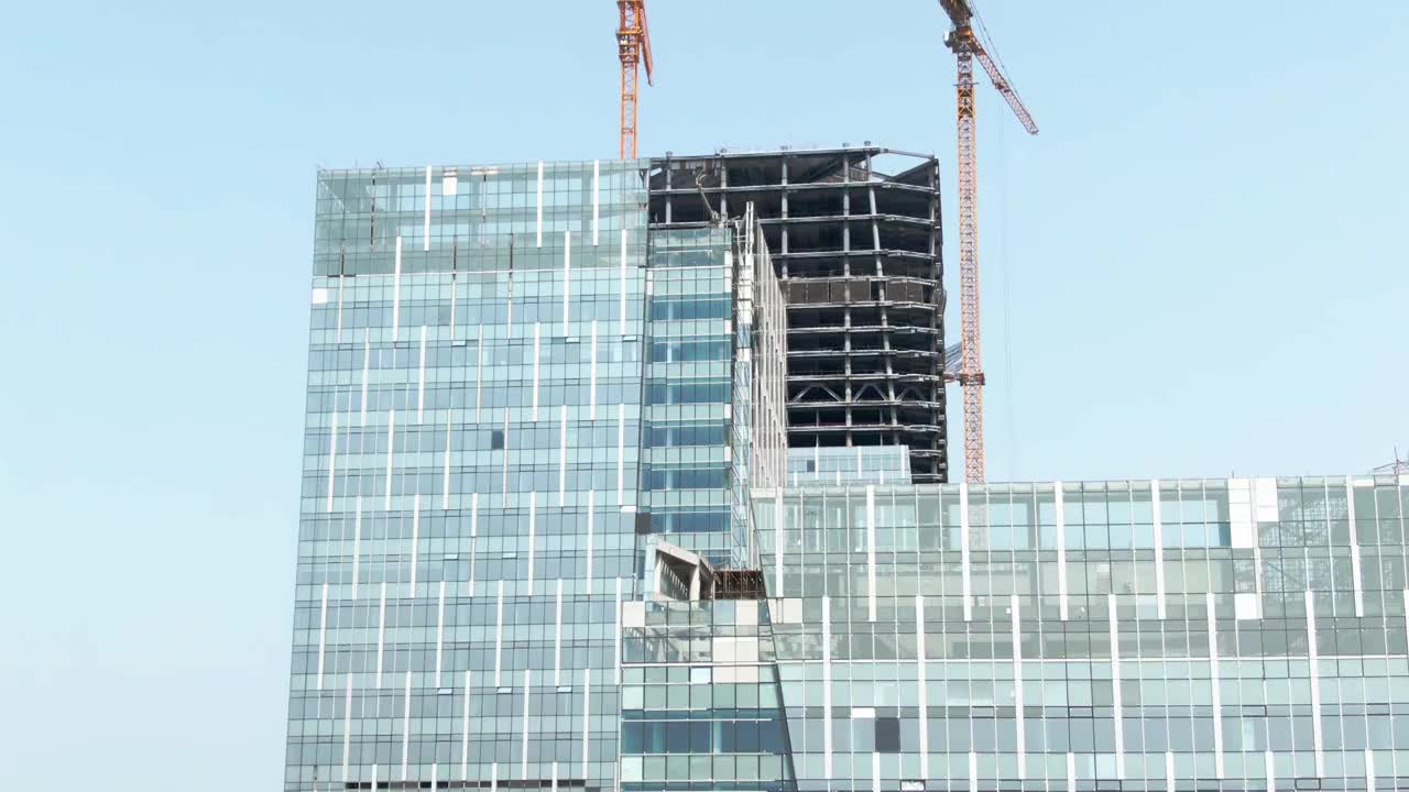 建设中 摩天大楼 玻璃幕墙 富力中心视频下载
