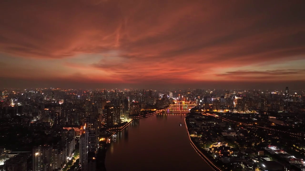 珠江河上火烧云视频素材
