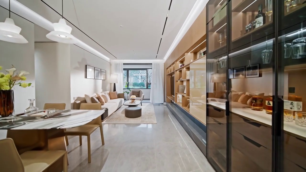 明亮整洁的现代住宅客厅视频购买