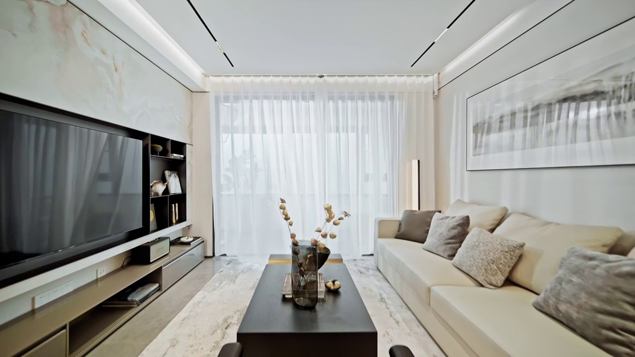 现代简洁风格的住宅客厅视频购买