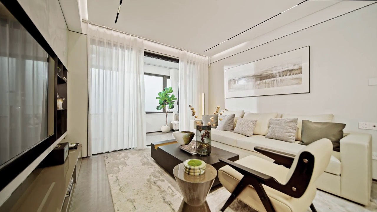 現代簡潔風格的住宅客廳視頻素材