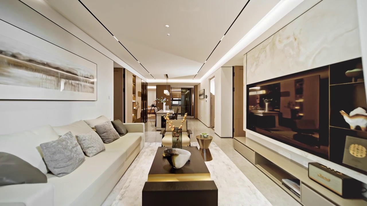 現代簡潔風格的住宅客廳視頻素材