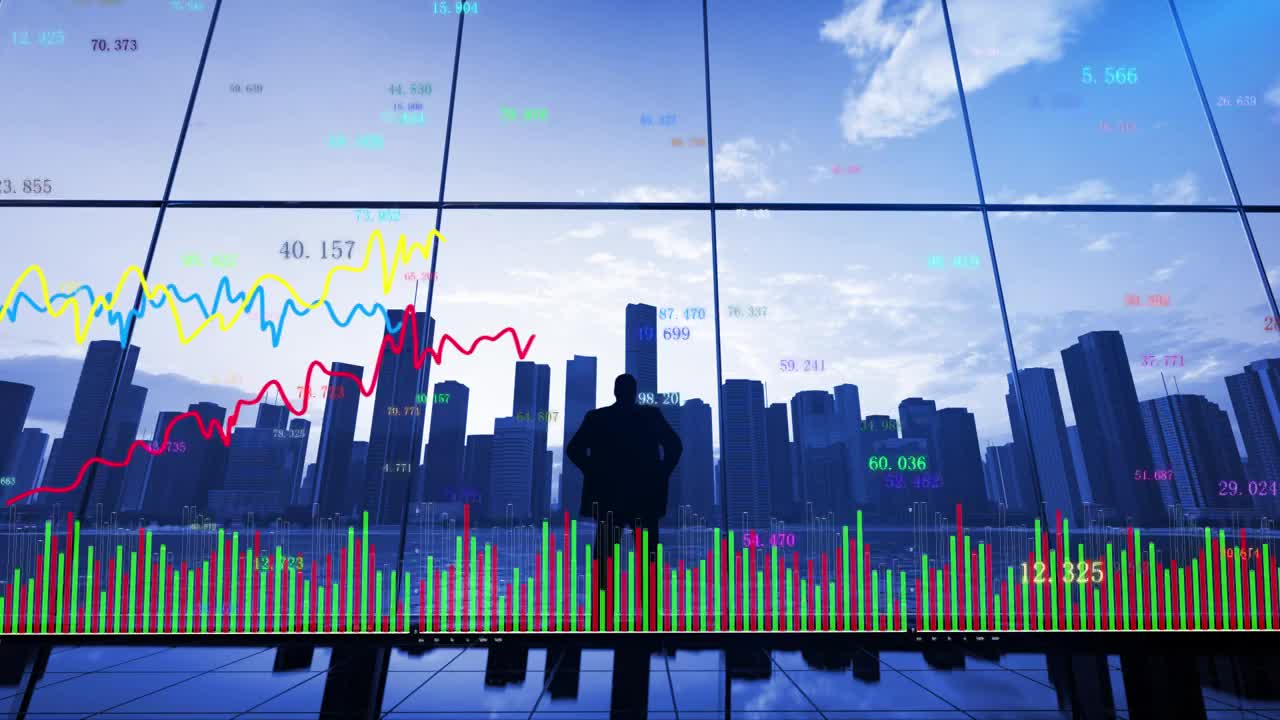 金融中心股票指数走势图背景视频素材