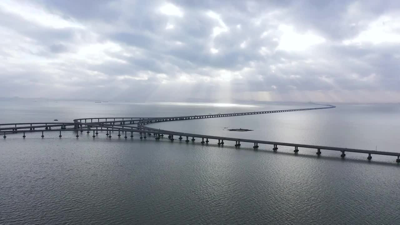 山东省青岛胶州湾跨海大桥风景视频下载