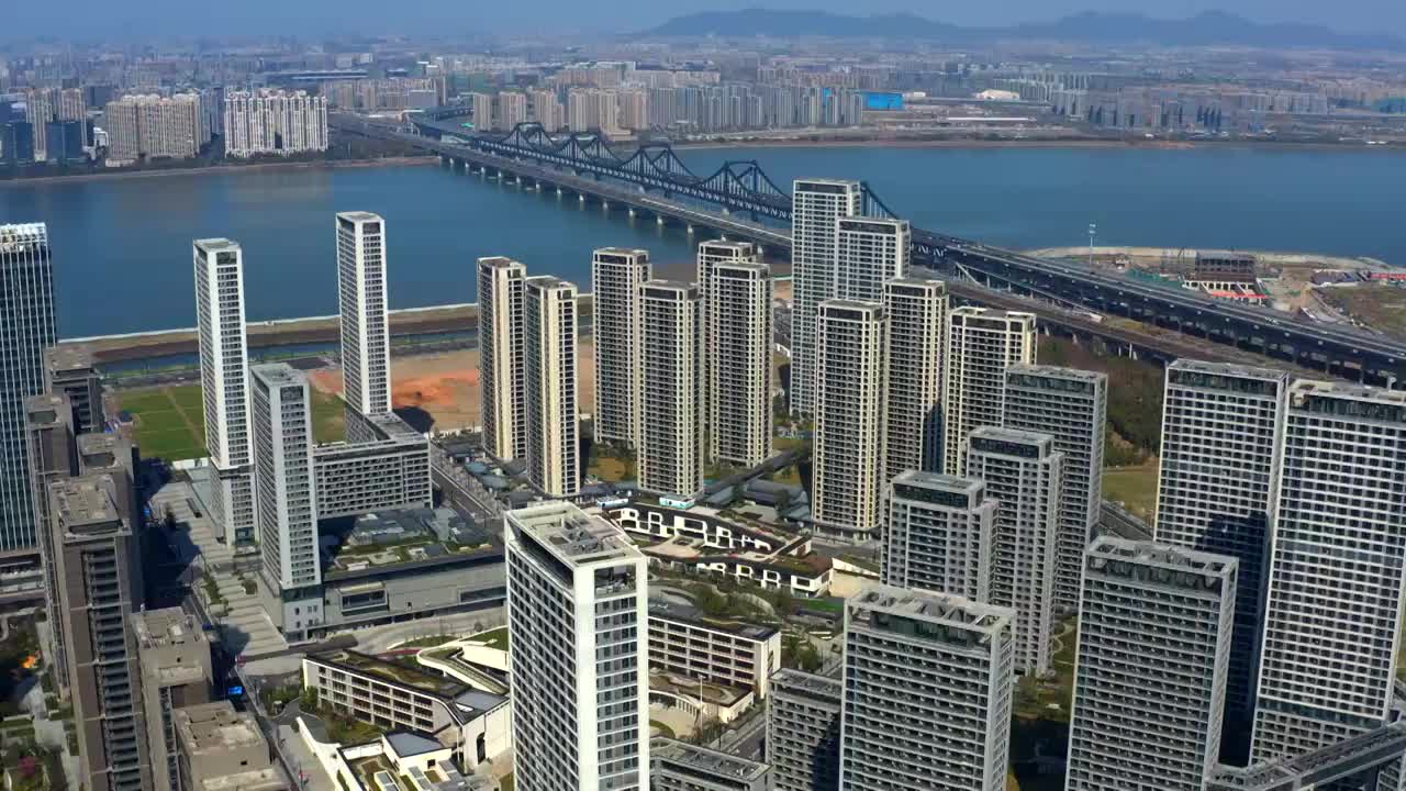 杭州亚运村建筑实景航拍视频下载