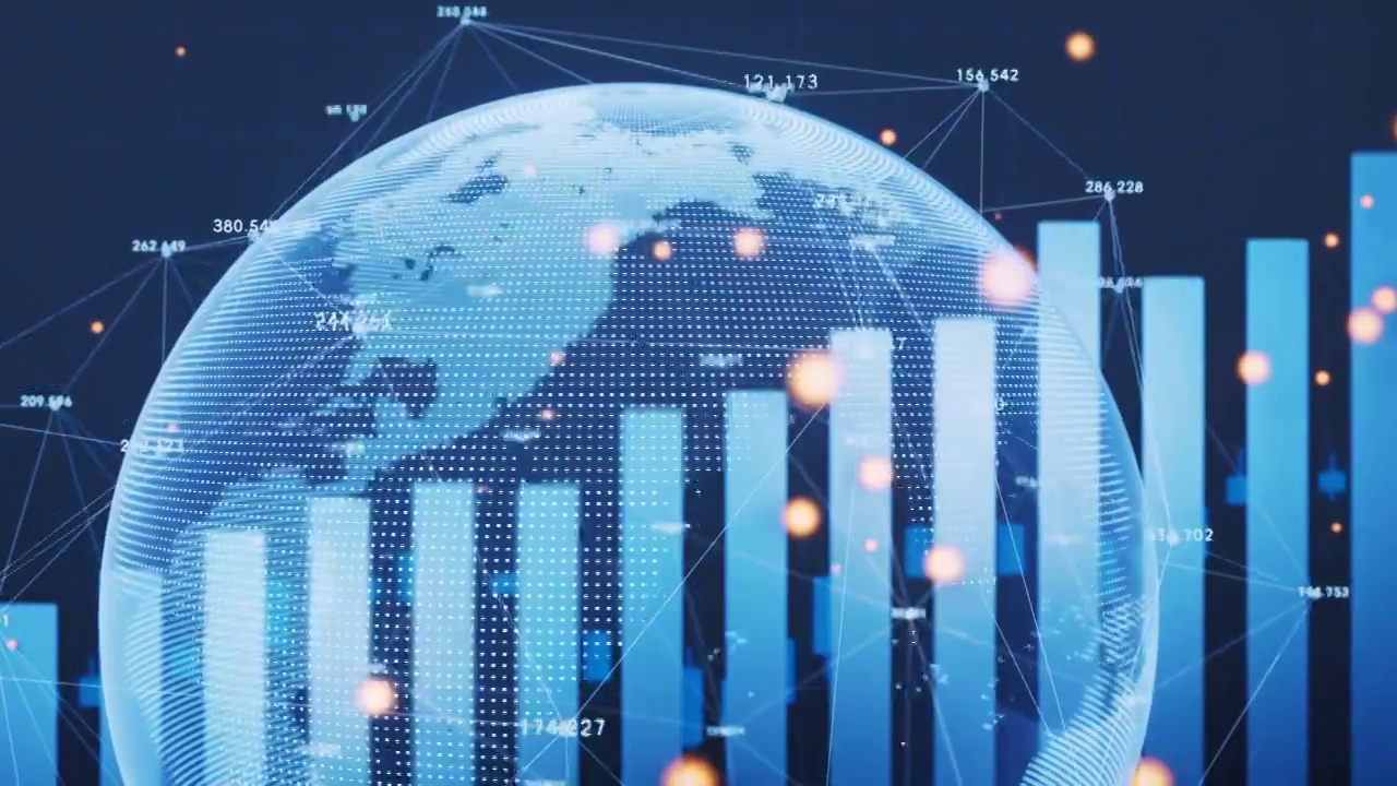 数字地球与投资投资理财金融曲线3D渲染视频素材