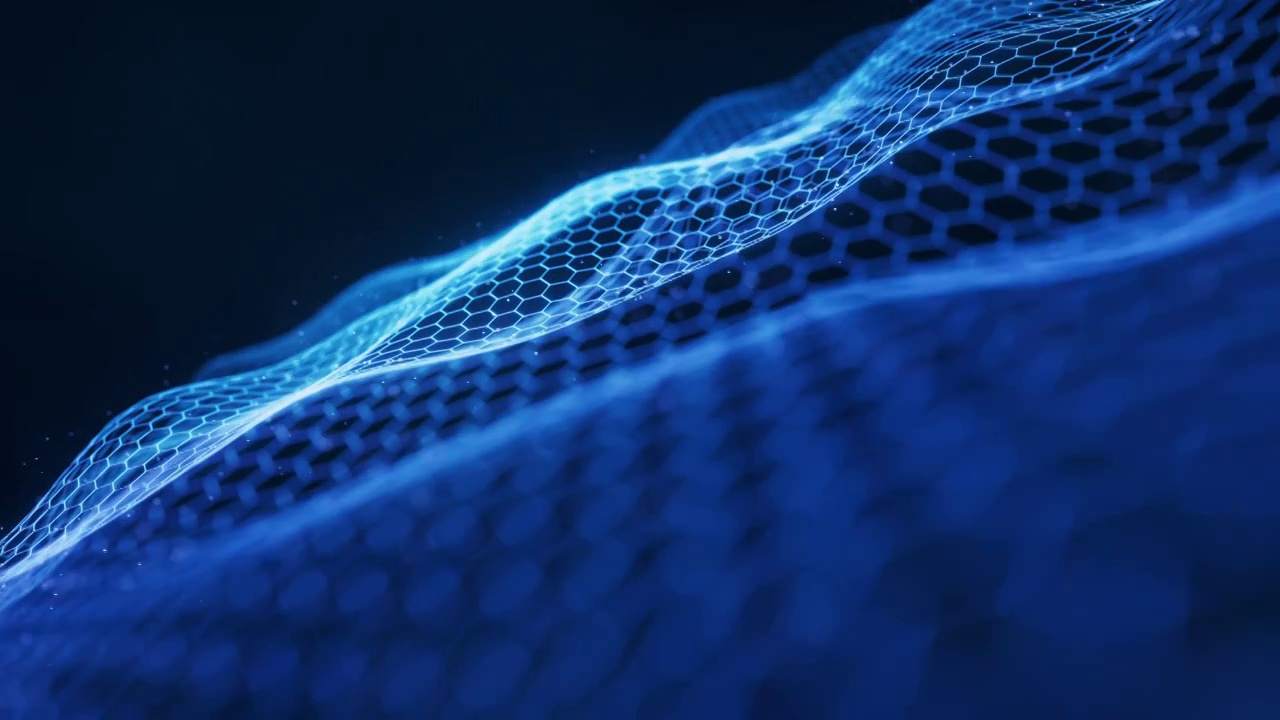 六边形科技网格曲面背景3D渲染视频素材