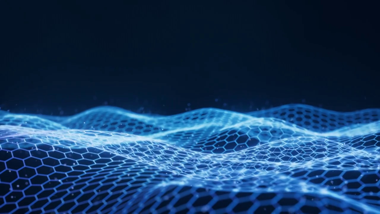 蓝色六边形科技网格背景3D渲染视频素材