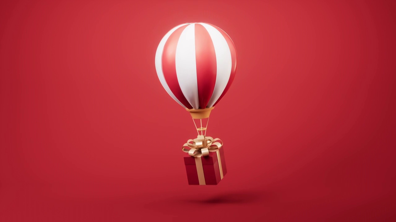 热气球与礼物盒循环动画3D渲染视频素材