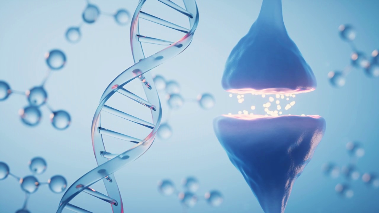 DNA与神经元细胞突触3D渲染视频素材