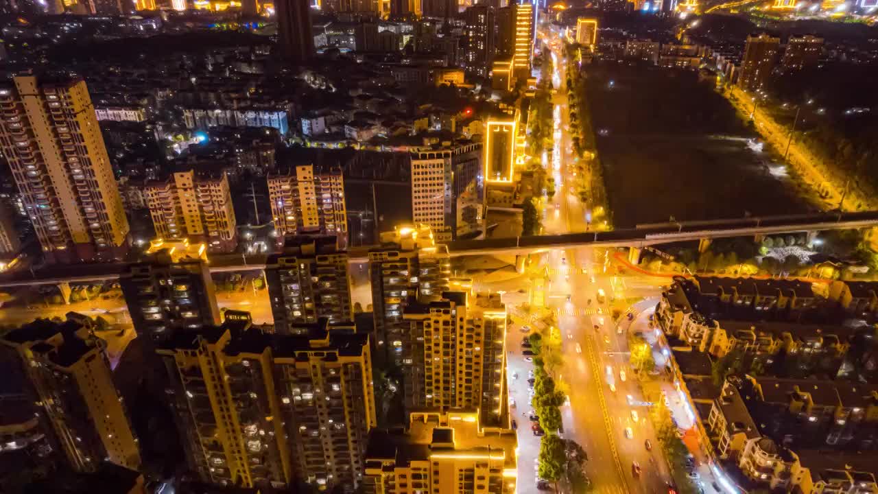 8K湖北咸宁城市夜景车流延时视频下载