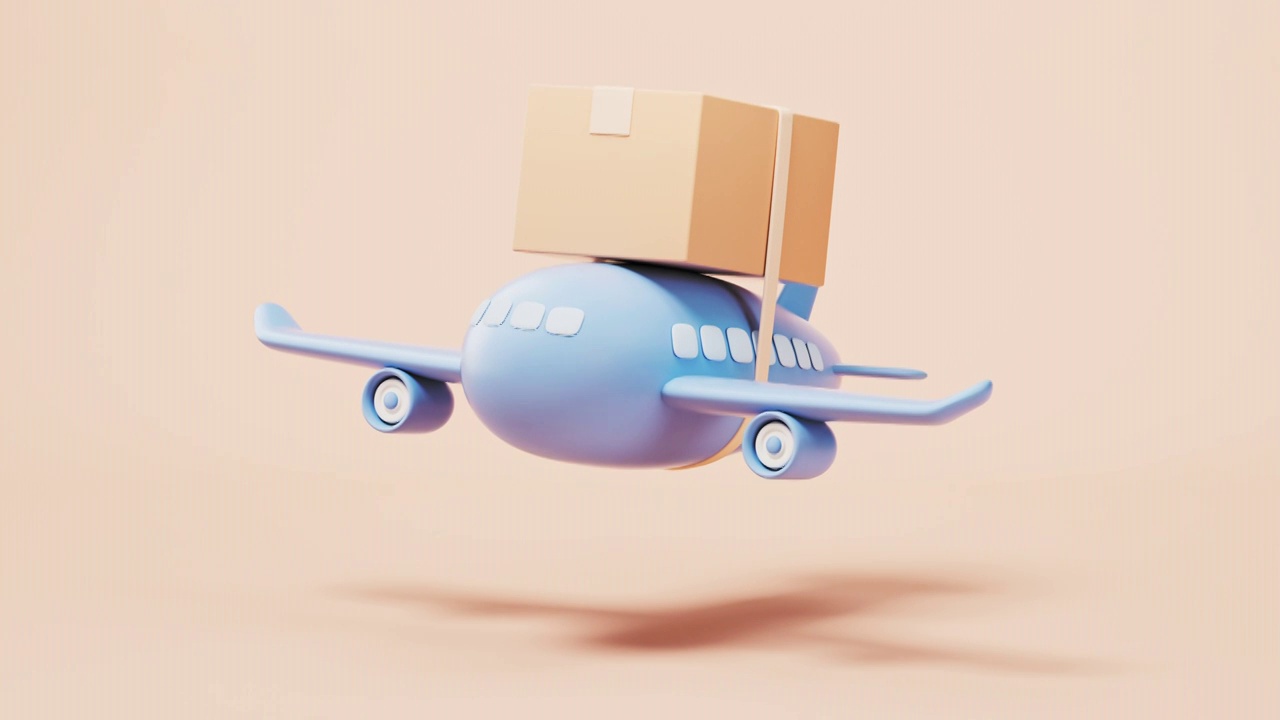 飞机与物流运输循环动画3D渲染视频素材