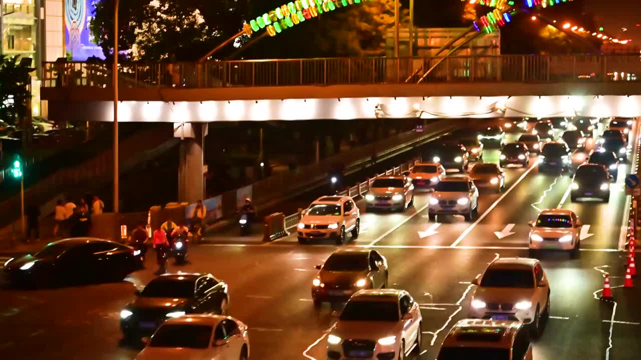 北京城市夜晚车流车灯视频下载