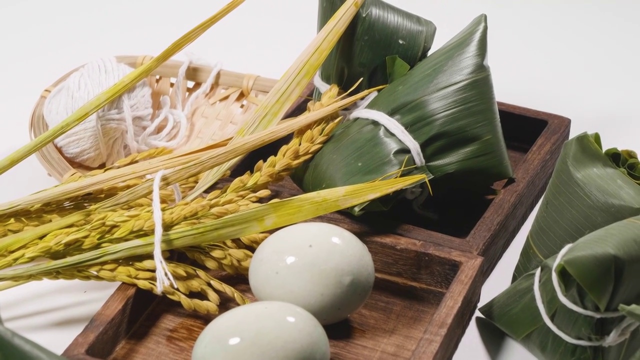 端午节粽子美食和材料视频素材