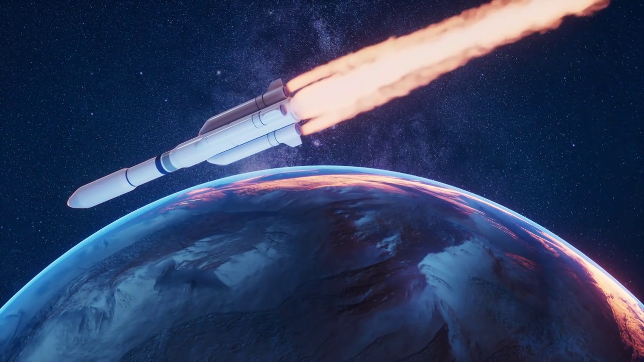 火箭与外太空星球3D渲染视频素材