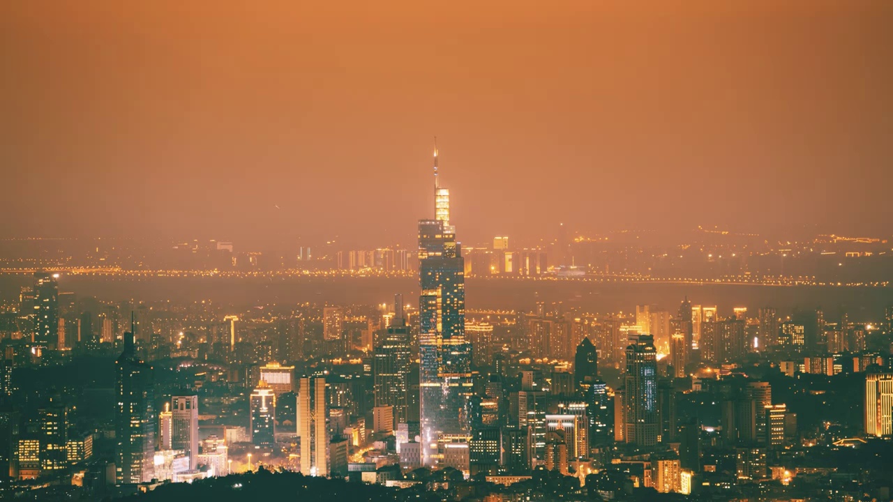 南京城市天际线日转夜延时摄影视频素材