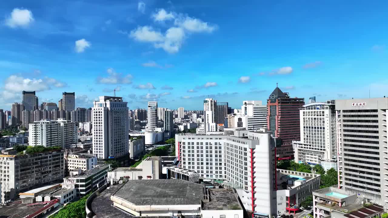 航拍海南省海口市龙华区城市风光视频素材