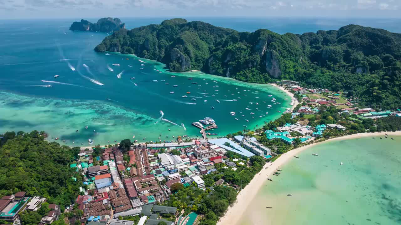 泰国甲米皮皮岛屿航拍延时自然风光视频下载
