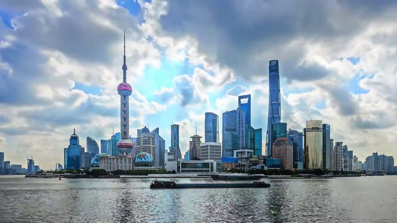 中国上海城市天际线日出延时无商标广告视频下载