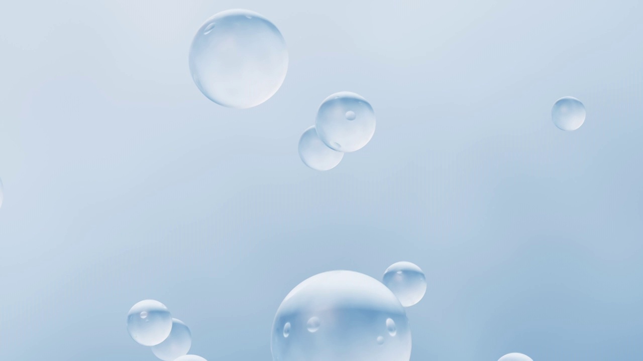 蓝色透明水珠球体3D渲染视频购买