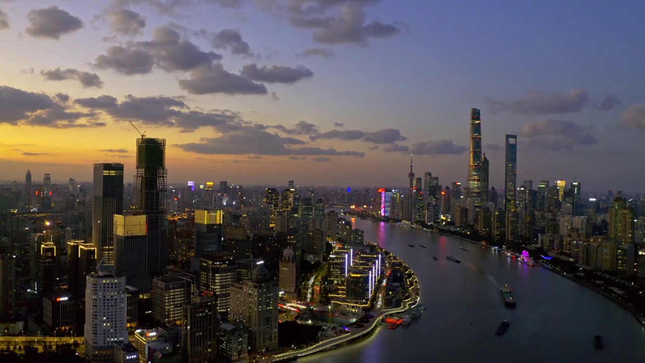 航拍视角 4K 上海 陆家嘴 南浦大桥 夜景 航拍视频视频下载
