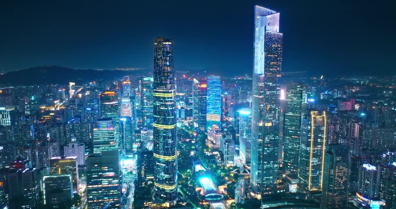 中国广州金融区天际线夜景无建筑商标创意视频视频下载