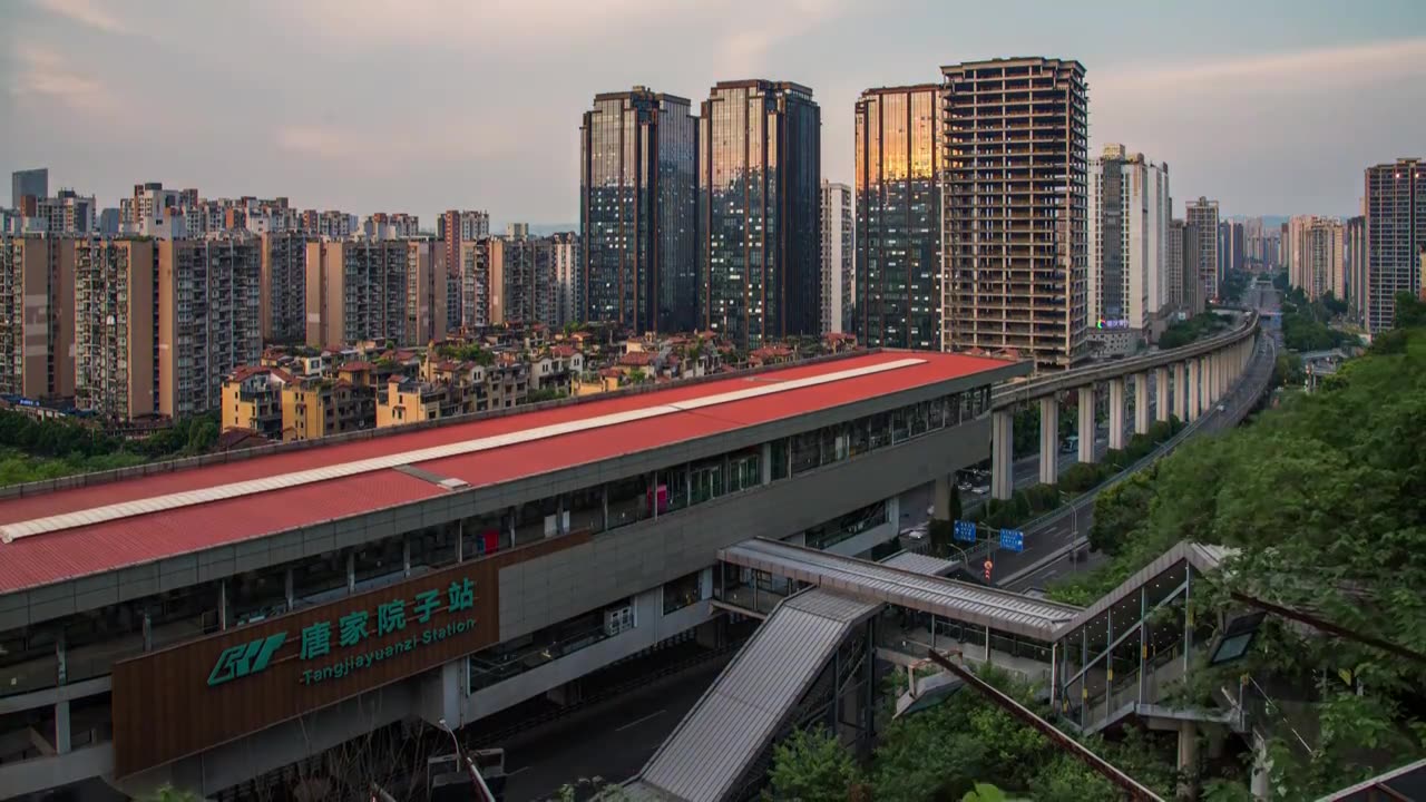 8K60P重庆轨道交通城市延时风光视频视频素材