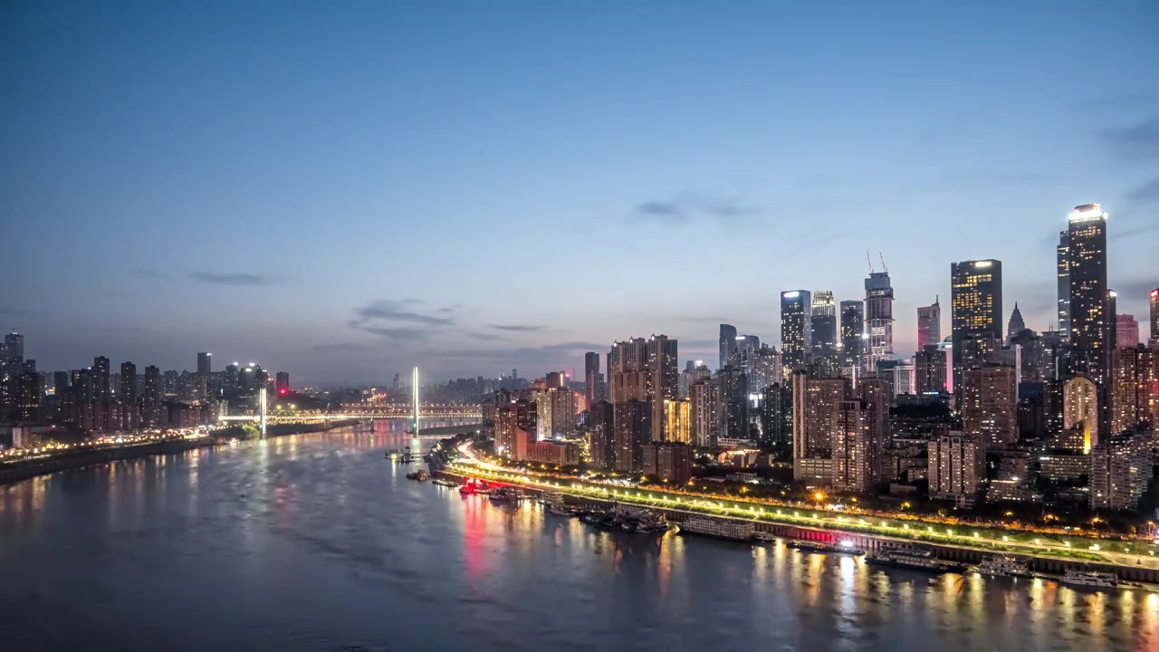 8K30P重庆长江沿岸高楼城市延时风光视频视频下载