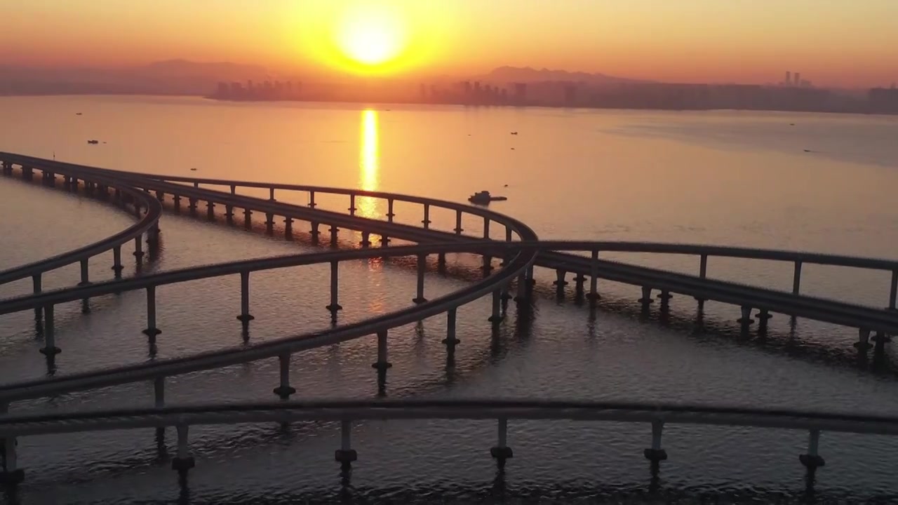 山东省青岛胶州湾跨海大桥视频素材