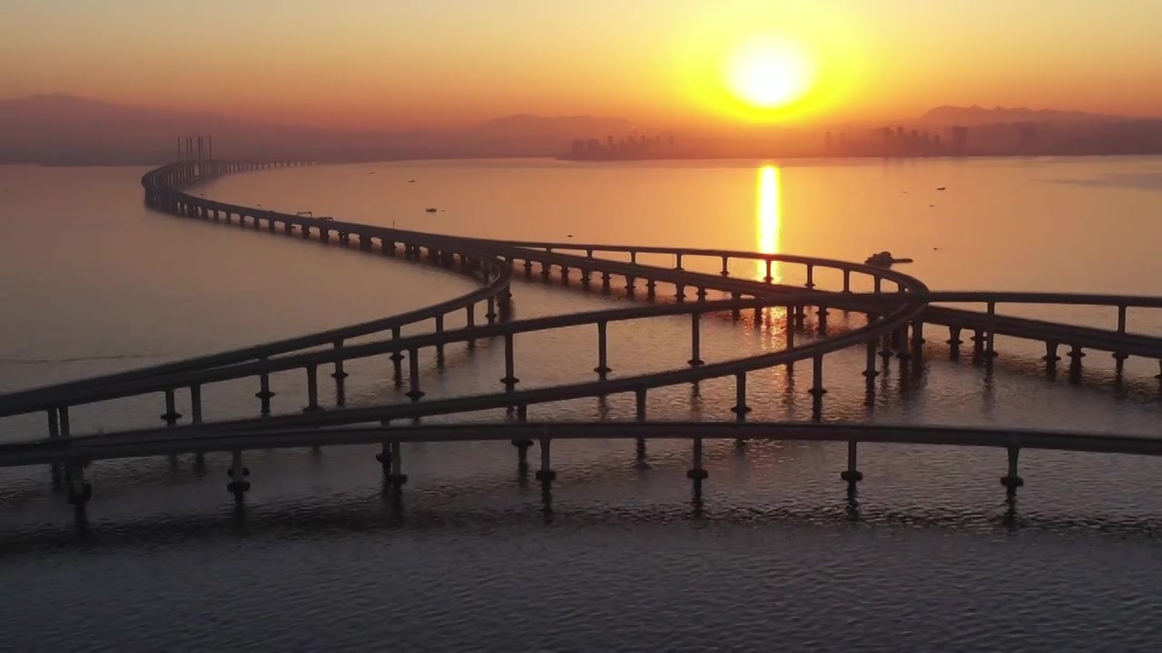 山东省青岛胶州湾跨海大桥视频素材