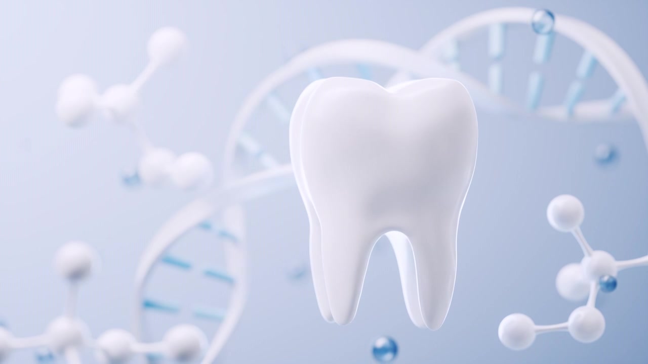 牙齿与生物科技背景3D渲染视频素材