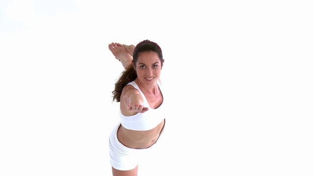 一个女人在做伸展运动特写视频下载