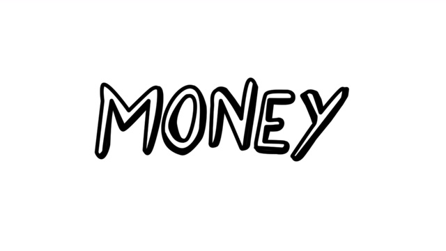 在白色背景上缓慢出现单词money的动画视频下载