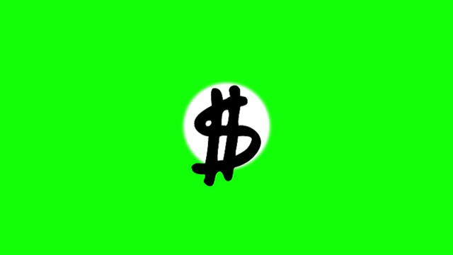 绿色屏幕上出现美元符号的动画特效视频素材