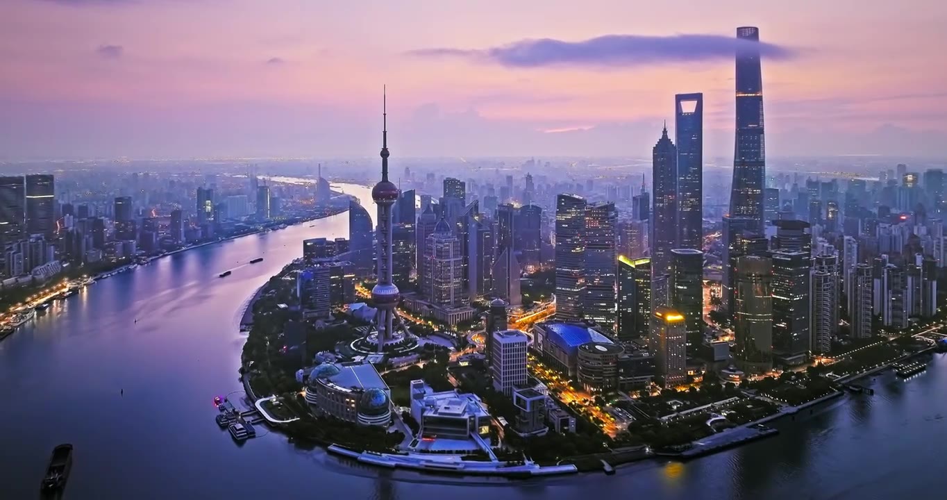 中国上海日出建筑天际线航拍,无建筑广告创意类视频视频下载