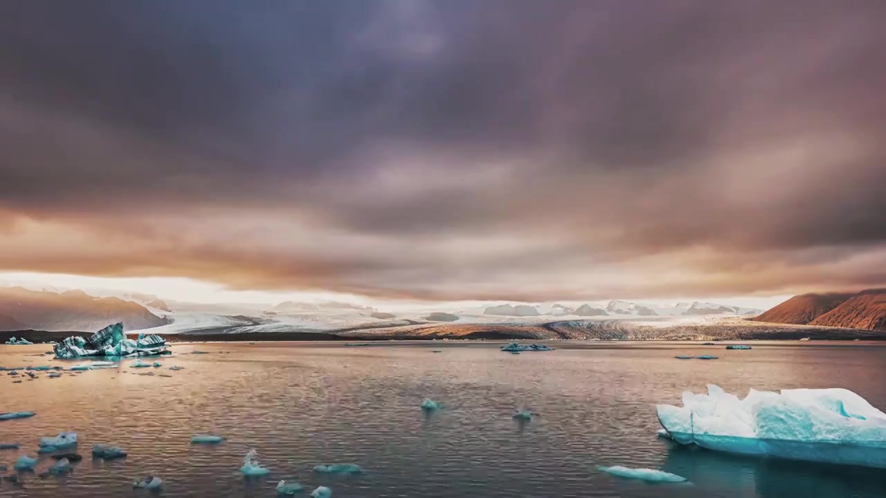 4K北欧冰岛冰河湖自然风光山川河流延时摄视频素材