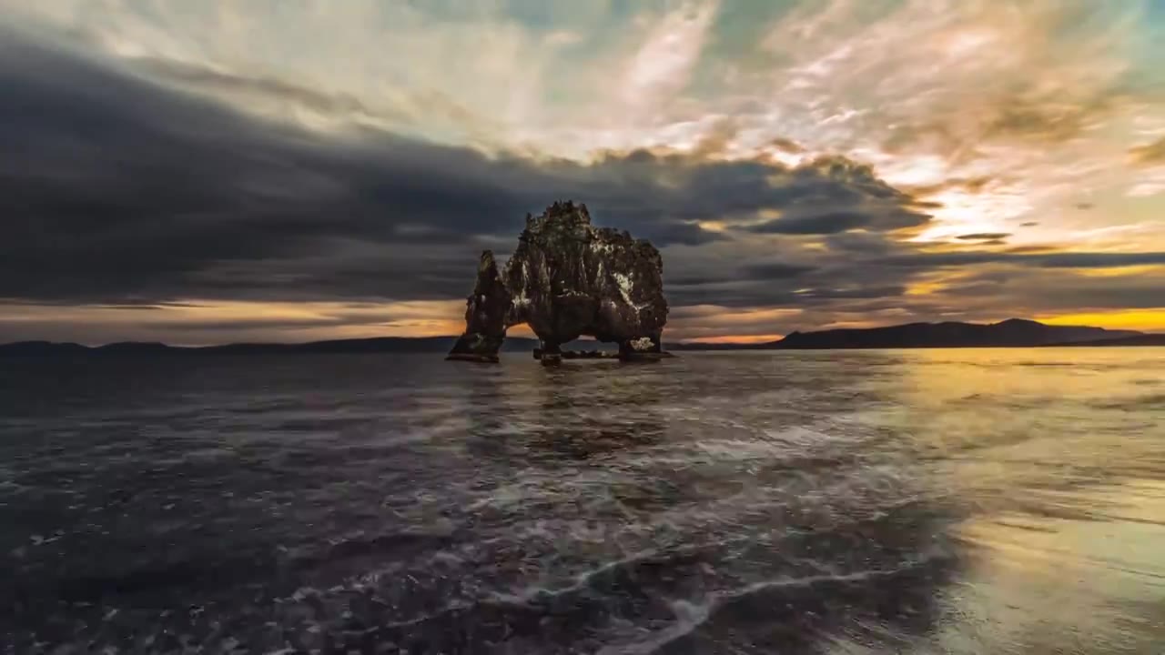 4K北欧冰岛山川地貌蝙蝠山犀牛石延时摄影视频素材