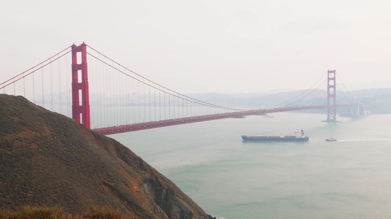 美国加州旧金山著名金门大桥全景视频下载