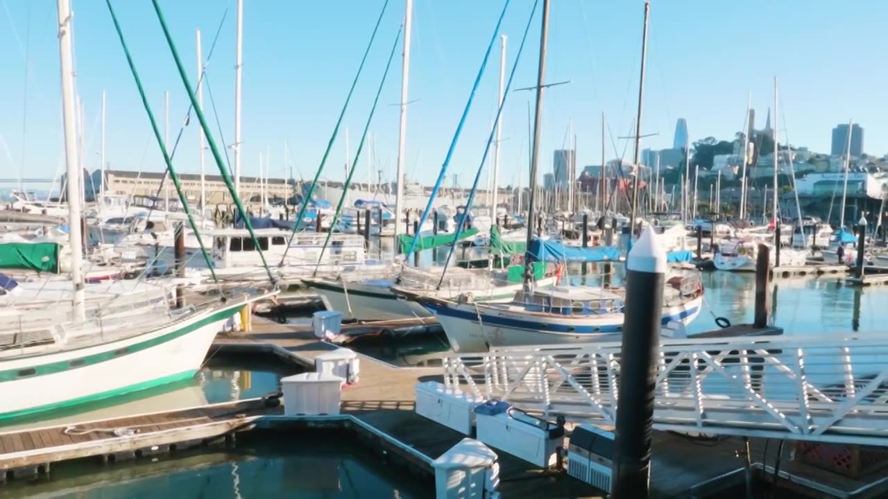 美国旧金山渔人码头圣诞城市街景风光视频下载