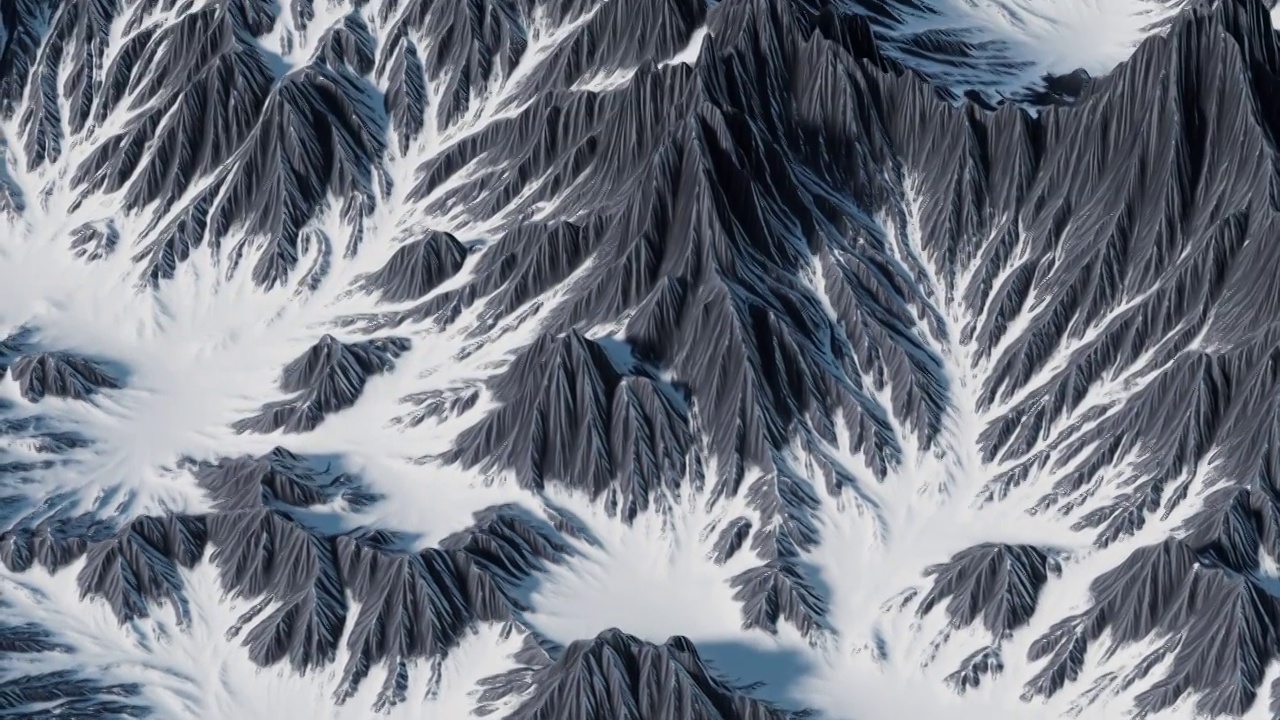 户外雪山山脉地形3D渲染视频素材