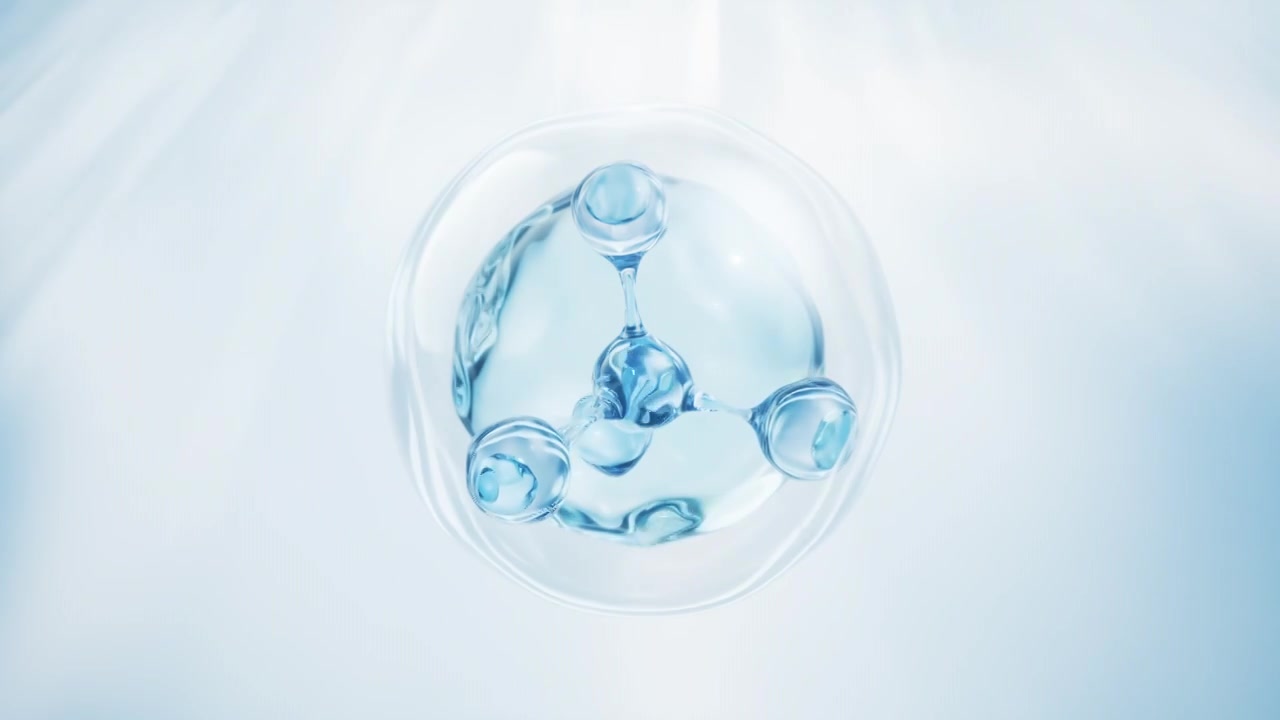 透明水珠与分子3D渲染视频素材