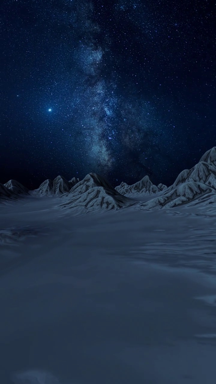 夜晚的山脉地形与夜空户外地形场景3D渲染视频下载