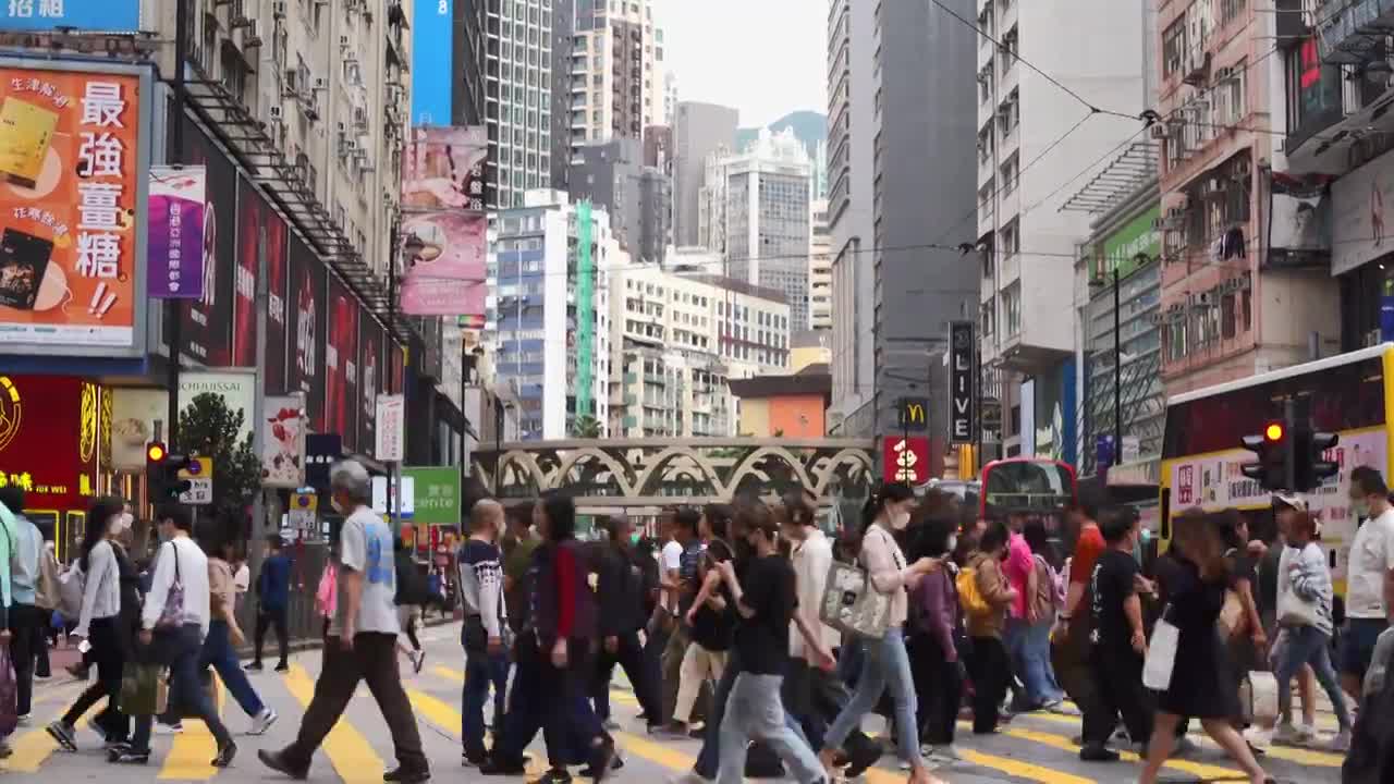 香港街道人流川流不息4K视频下载