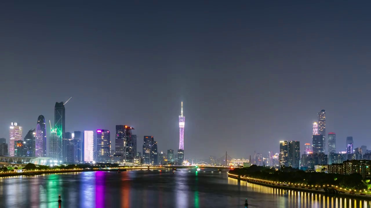 广州城市风光日转夜延时视频素材