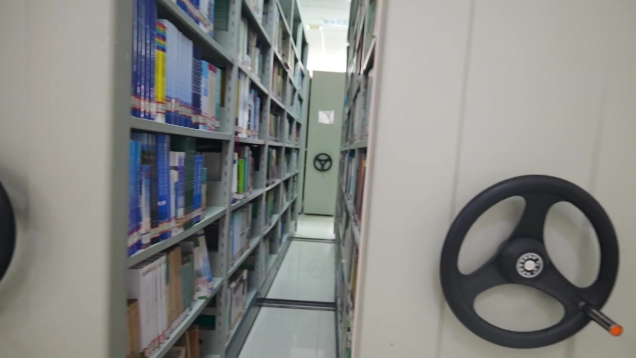 大学图书馆书籍厚重的档案室大门视频下载